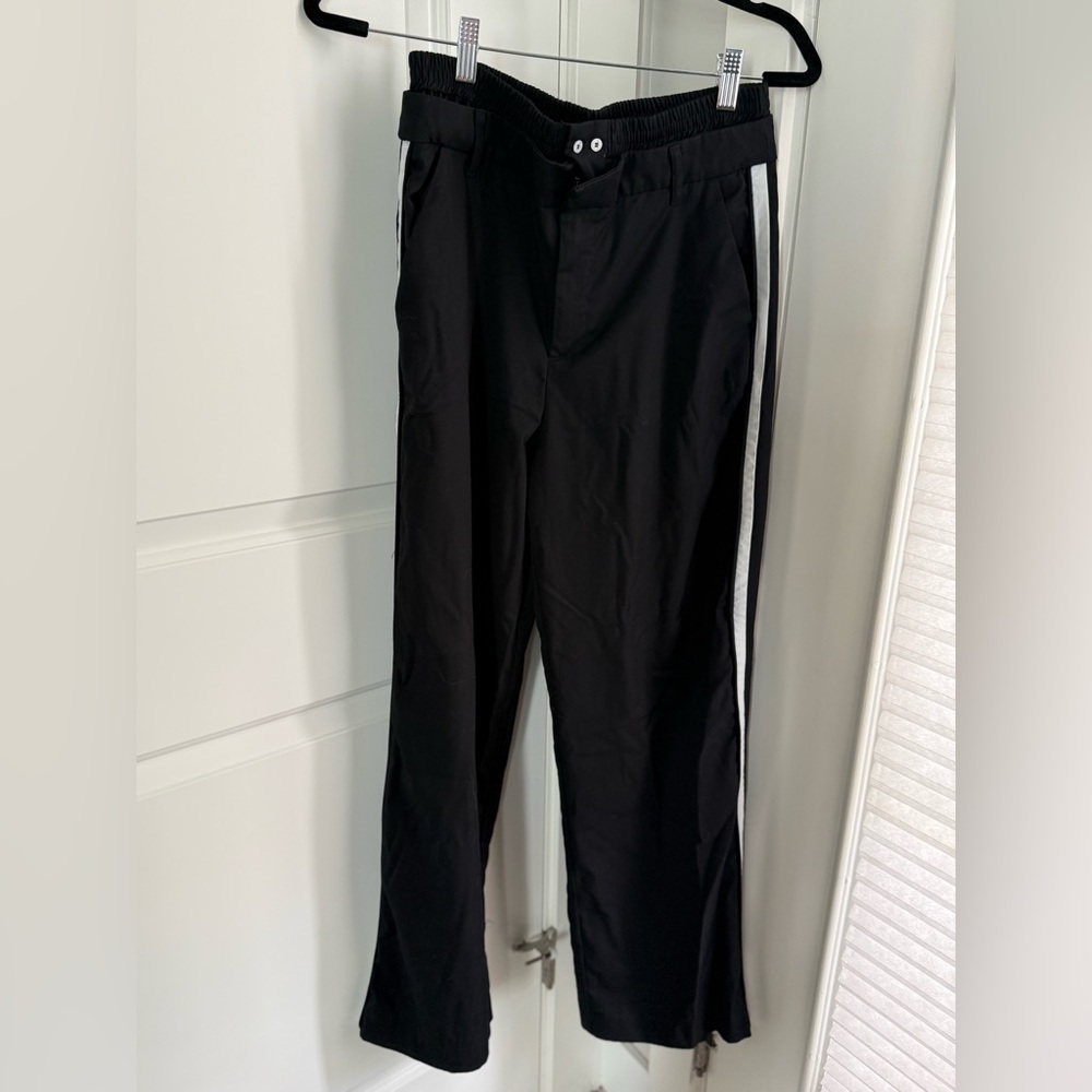 Zara Black Track Pants with White Side Stripes